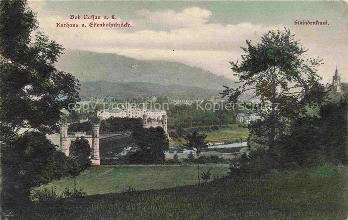 Bad Nassau Lahn Rheinland-Pfalz Kurhaus und Eisenbahnbruecke Steindenkmal