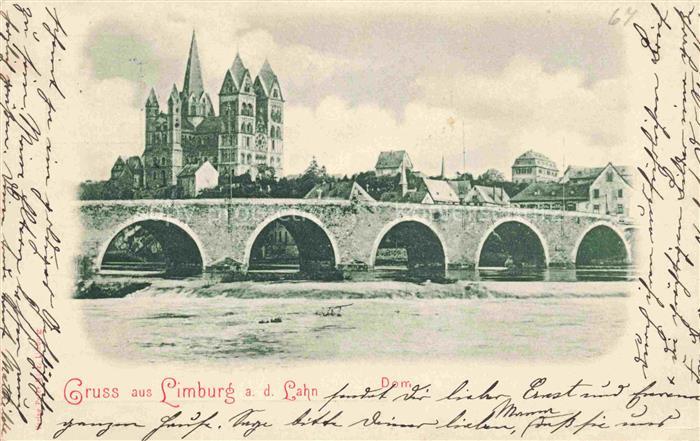 LIMBURG  Lahn Blick zum Dom Lahnbruecke