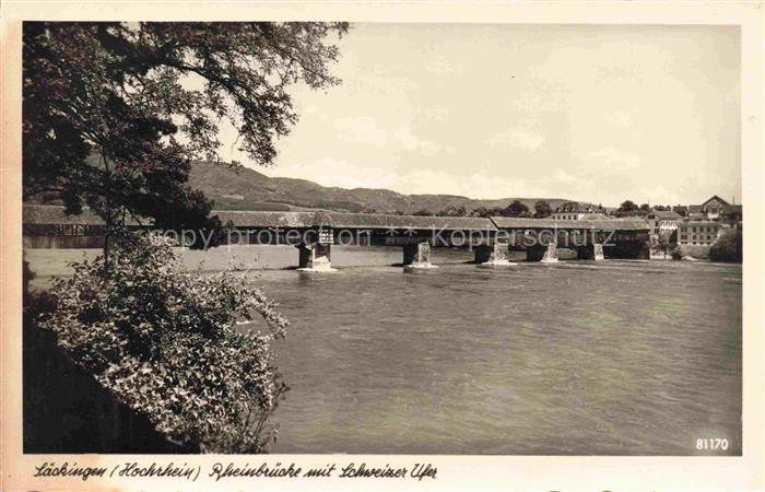 Saeckingen Bad Baden BW Rheinbruecke mit Schweizer Ufer