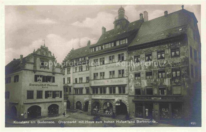 KONSTANZ Bodensee BW Obermarkt mit Haus zum hohen Hafen und Barbarossa