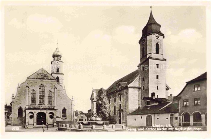 LINDAU  Bodensee Bayern Kirchen Neptunsbrunnen