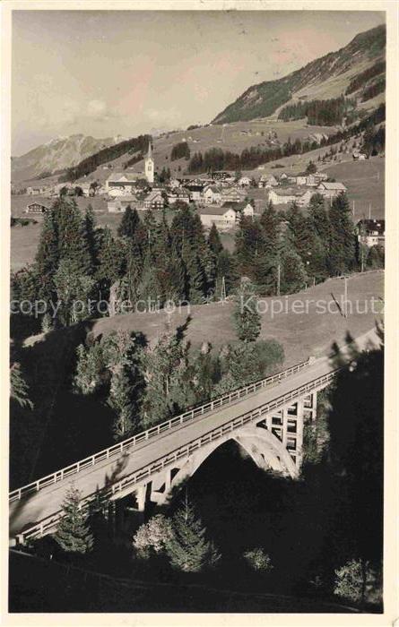 Riezlern Kleinwalsertal Vorarlberg AT Panorama mit Breitachbruecke