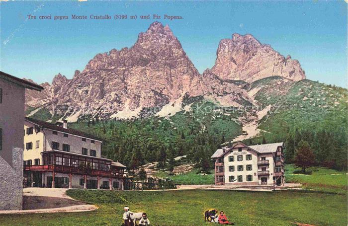 Tre Croci 1808m Cortina d Ampezzo Veneto IT Hotel Blick gegen Monte Cristallo un