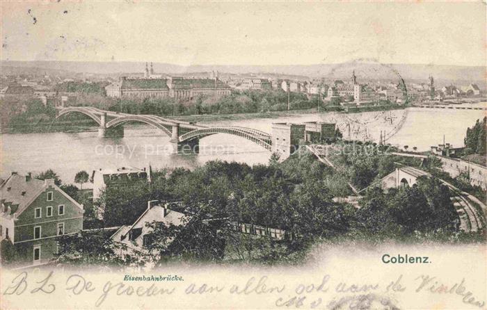 Coblenz KOBLENZ Stadtpanorama Eisenbahnbruecke ueber den Rhein