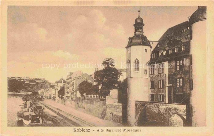 KOBLENZ  Rhein Alte Burg und Moselquai