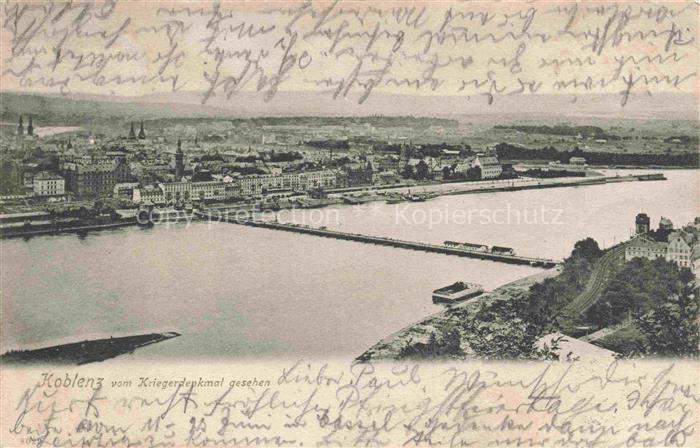 KOBLENZ  Rhein Panorama Blick vom Kriegerdenkmal