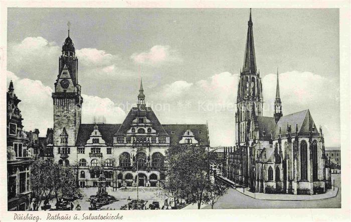 DUISBURG  Ruhrort Rathaus und Salvatorkirche