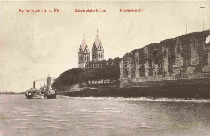 Kaiserswerth Rhein Kaiserpfalz-Ruine Rheinansicht Dampfer-Anleger