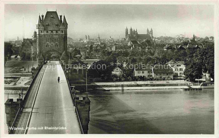 WORMS Rhein Partie mit Rheinbruecke