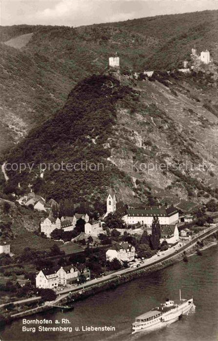 Bornhofen Kamp Rhein Rheinland-Pfalz Fliegeraufnahme mit Burg Sterrenberg und Li