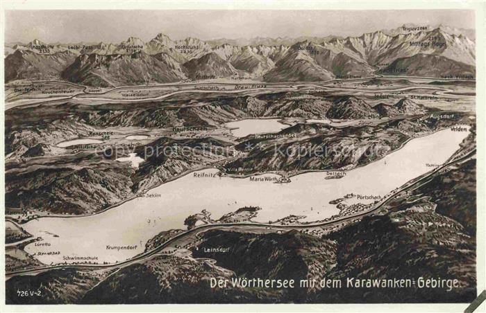 Woerthersee Kaernten AT mit dem Karawanken Gebirge