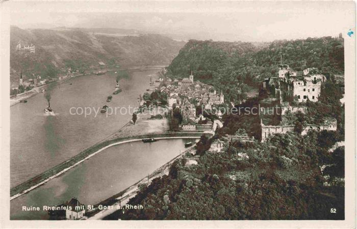 St Goar Rhein Fliegeraufnahme mit Ruine Rheinfels