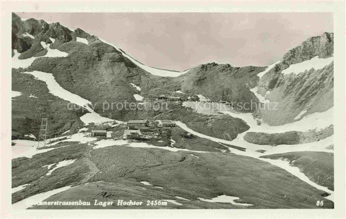 Glocknerstrasse Grossglockner 3798m Kaernten AT Glocknerstrassenbau Lager Hochto