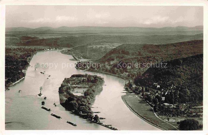 Nonnenwerth Insel Rhein Remagen Rheinland-Pfalz Blick vom Drachenfels auf die Rh