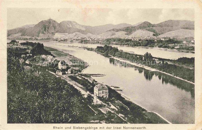 Nonnenwerth Insel Rhein Remagen Rheinland-Pfalz Panorama Siebengebirge