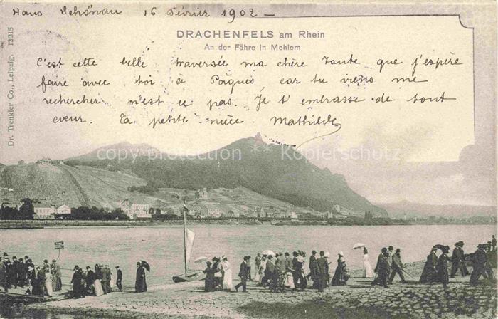 Drachenfels Ruine Koenigswinter NRW An der Faehre in Mehlem