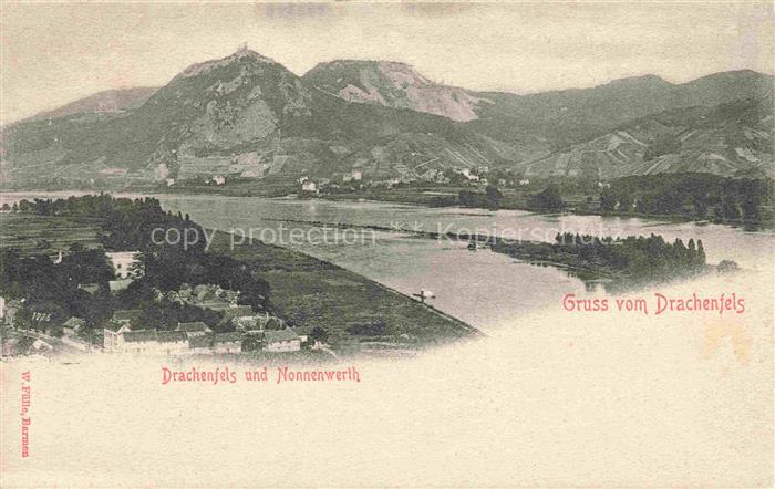 Nonnenwerth Insel Rhein Remagen Rheinland-Pfalz Blick vom Drachenfels