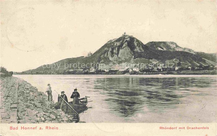 BAD HONNEF Rhoendorf mit Drachenfels Rheinpartie