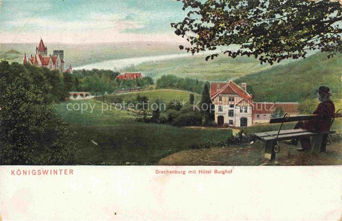 Koenigswinter Rhein Drachenburg mit Hotel Burghof