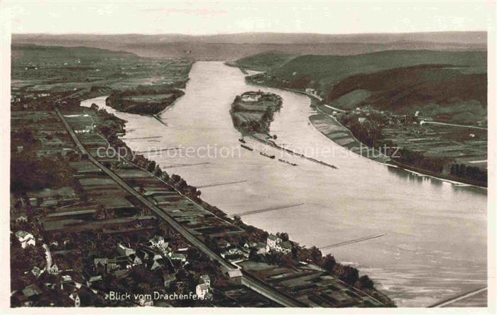 Nonnenwerth Insel Rhein Remagen Rheinland-Pfalz Blick vom Drachenfels