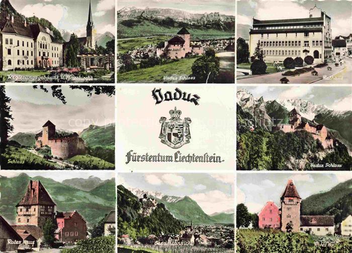 Vaduz Liechtenstein FL Regierungsgebaeude Schloss Rathaus Rotes Haus Panorama