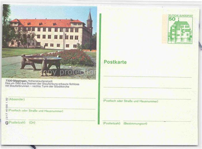 GoePPINGEN BW Schloss mit Stauferbrunnen 16. Jhdt. Turm der Stadtkirche Hohensta