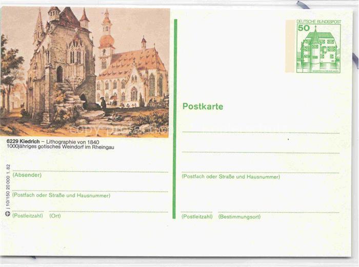 Kiedrich Rheingau-Taunus-Kreis Hessen Lithographie von 1840