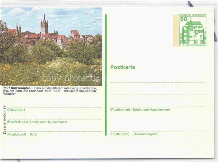 Bad Wimpfen Neckar Blick auf die Altstadt mit Stadtkirche Blauer Turm Steinhaus