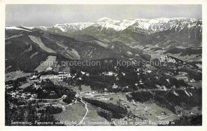 Semmering Niederoesterreich AT Panorama vom Gipfel des Sonnwendstein gegen Rax