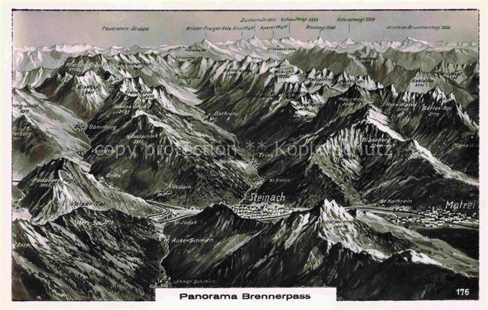 Brenner Brennero Suedtirol IT Panoramakarte