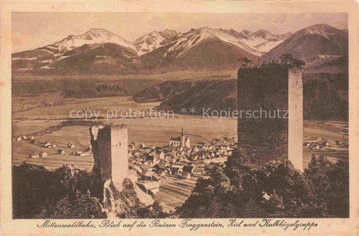 Zirl Oberinntal Tirol AT Mittenwaldbahn Ruinen Fraggenstein Zirl Kalkkoegelgrupp