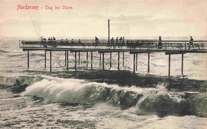NORDERNEY Nordseebad Niedersachsen Steg im Sturm