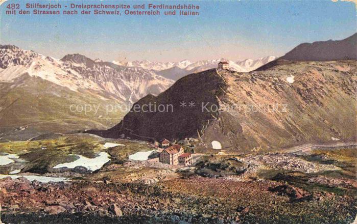 Stilfserjoch 2750m Passo dello Stelvio IT mit Dreisprachenspitze und Ferdinandsh