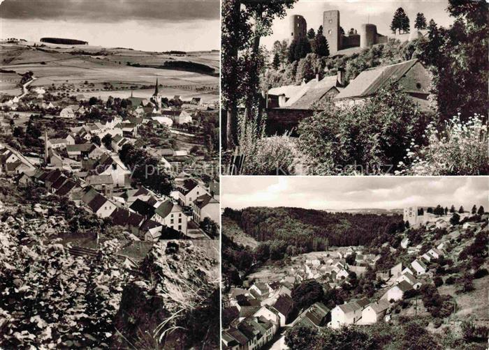 Wetteldorf Schoenecken Eifelkreis Rheinland-Pfalz mit Burg Schoenecken Panorama