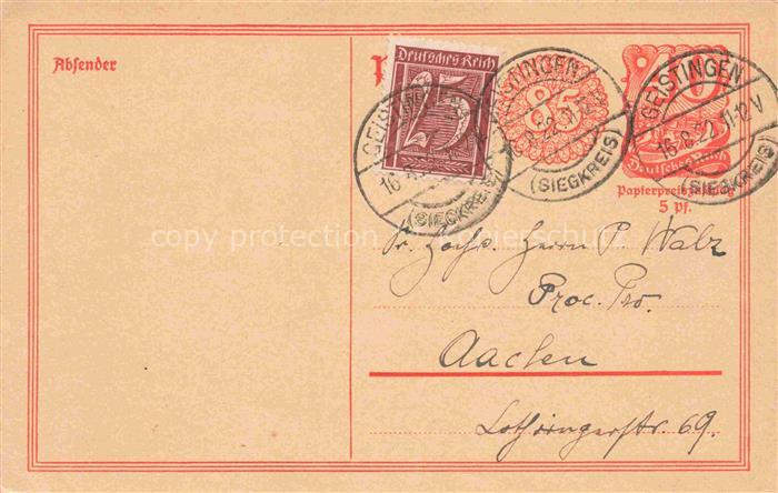 Geistingen Hennef Rhein-Sieg-Kreis NRW Handschriftliche Karte