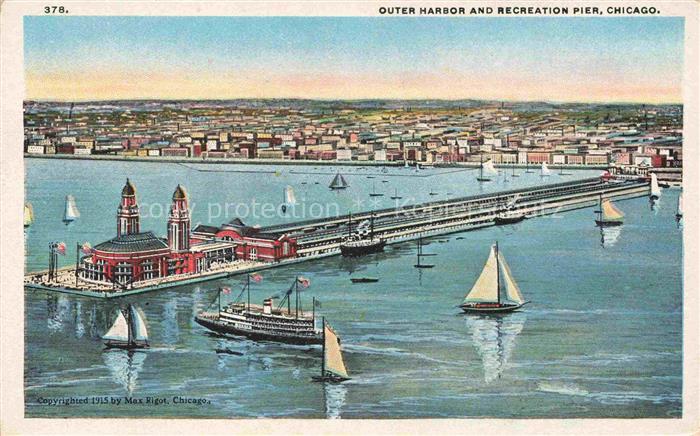 CHICAGO  Illinois USA Outer Harbor and Recreation Pier Illustration