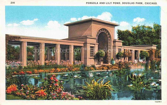 CHICAGO  Illinois USA Pergola and Lily Pond Douglas Park Illustration