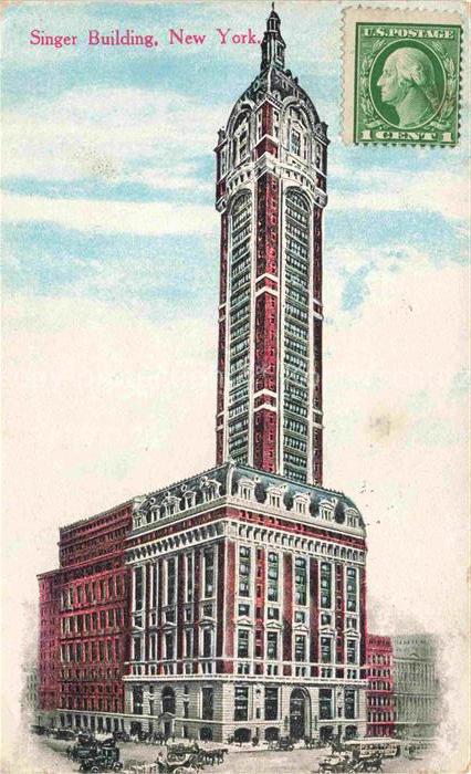NEW YORK City USA Singer Building Illustration