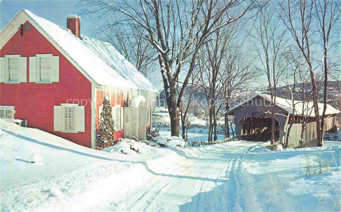 Newbury Vermont Winter panorama Bedell Bridge