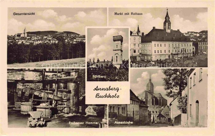 Annaberg -Buchholz Erzgebirge Sachsen Gesamtansicht Markt Rathaus Poehlberg Auss