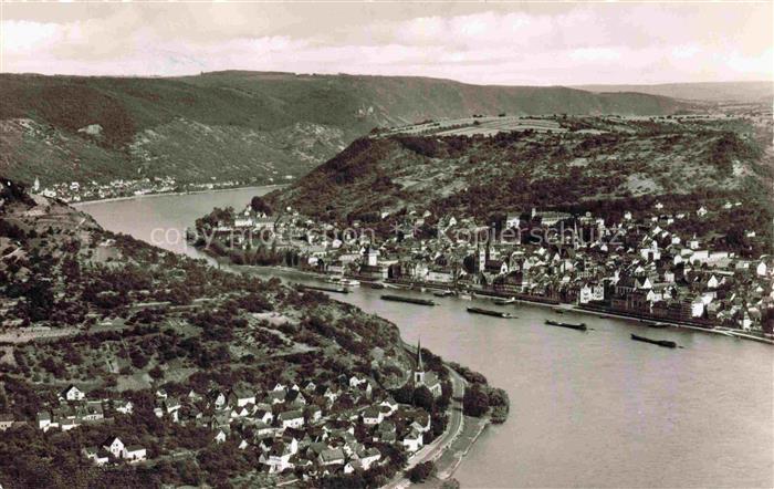 Boppard Rhein Rheinland-Pfalz Panorama mit Filsen und Kamp