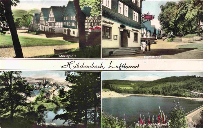 Hilchenbach Siegen-Wittgenstein NRW Marktplatz Kirchstrasse Ansicht mit Kirche B