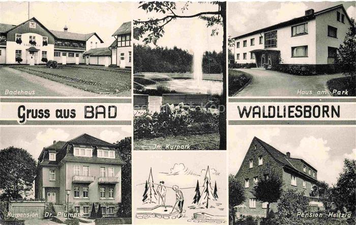 Bad Waldliesborn Badehaus Kurpark Fontaene Haus am Park Kurpension