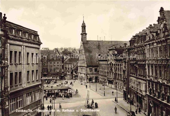 ZWICKAU  Sachsen Hauptmarkt Rathaus Stadttheater Altstadt