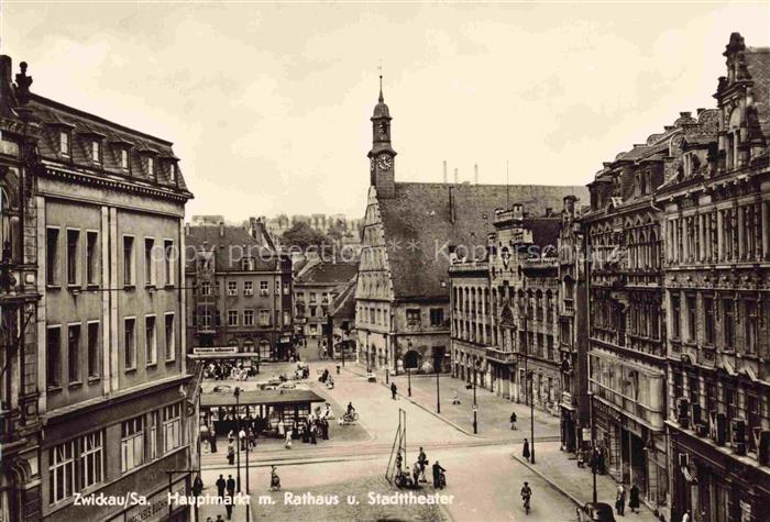 ZWICKAU  Sachsen Hauptmarkt Rathaus Stadttheater Altstadt