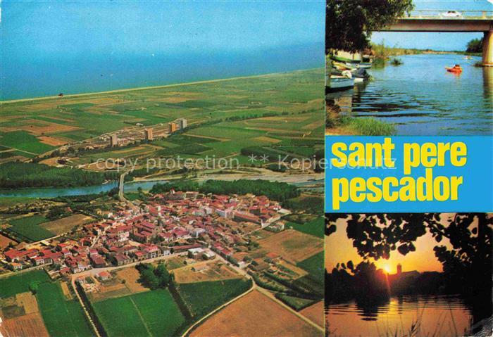 Sant Pere Pescador Costa Brava ES Fliegeraufnahme Bruecke Stimmungsbild
