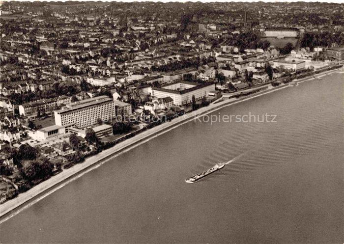 BONN Rhein Rheinfront mit Bundeshaus Fliegeraufnahme