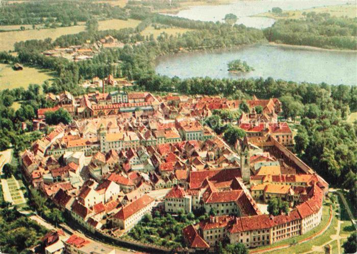 Trebon Wittingau CZ Pohled z letadla na mesto Fliegeraufnahme