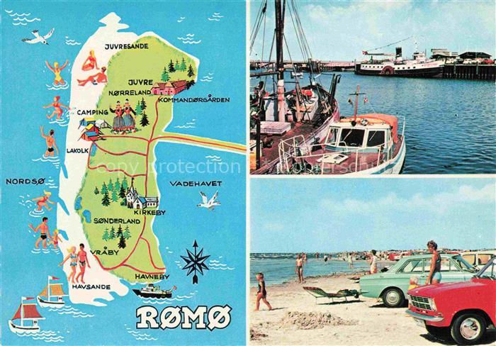 Roemoe Romo DK Inselkarte Bootsliegeplatz Strand