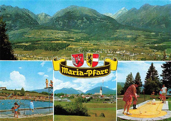 Mariapfarr Lungau Salzburg AT Panorama Freibad Kirche Minigolfplatz